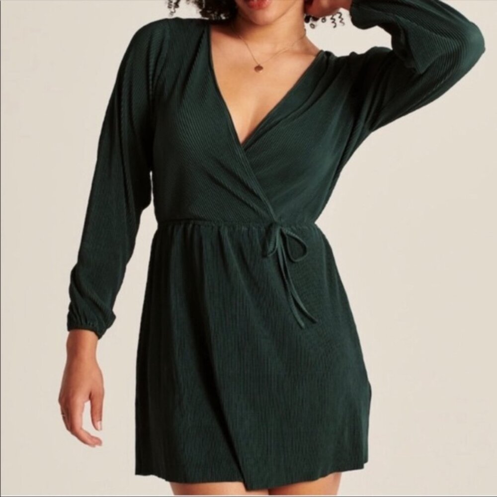 Abercrombie & Fitch Green Satin Wrap Dress